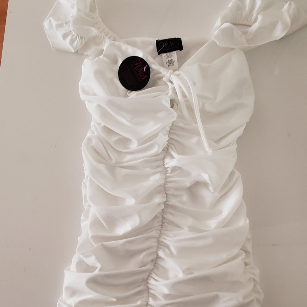 Sexy White Ruched Dress